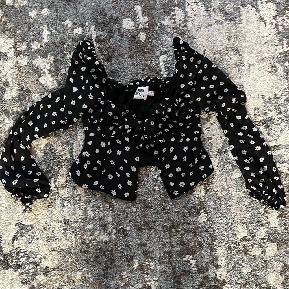 Princess Polly Black Floral Long Sleeve Top